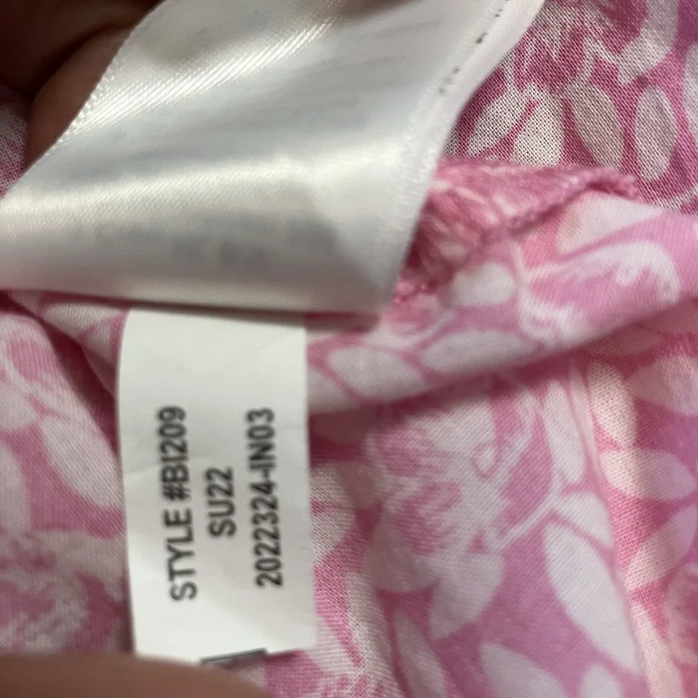 J Crew Shirt Womens Sz XS Pink Puff Sleeve Floral Print V-Neck‎ Top